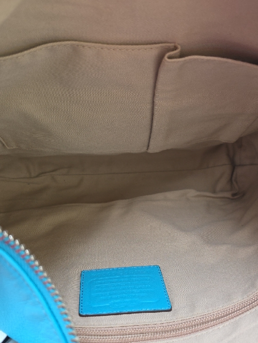 Coach Turquoise Shoulder Bag with Pearl & Chain Details - Picture 11 of 16